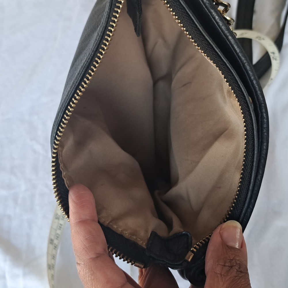 Cole Haan Black Leather Crossbody with Gold Chain - Picture 12 of 12